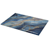 Marble Navy Blue Gold Glitter Elegant Personalized カッティングボード (角)