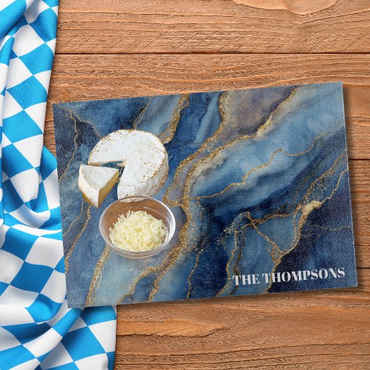 Marble Navy Blue Gold Glitter Elegant Personalized カッティングボード