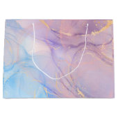 Marble Pink Blue & Gold Business Card ラージペーパーバッグ (正面)