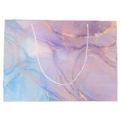 Marble Pink Blue & Gold Business Card ラージペーパーバッグ (裏面)