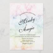 Marble Rainbow Gay Script Wedding 招待状 (正面)