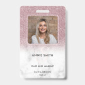 Marble Rose Gold Glitter Photo Makeup Hair Salon バッジ (正面)