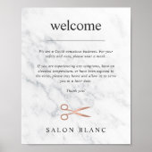 Marble & Rose Gold Hair Salon Covid Safety Welcome ポスター (正面)
