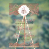 Marble Rose Gold Lace Muslim Wedding Welcome アクリルサイン (ニュートラル)