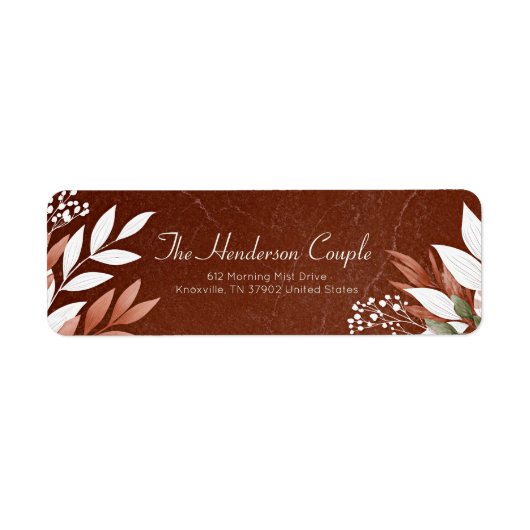 Marble Sienna Earthy Botanical Border ラベル (正面)
