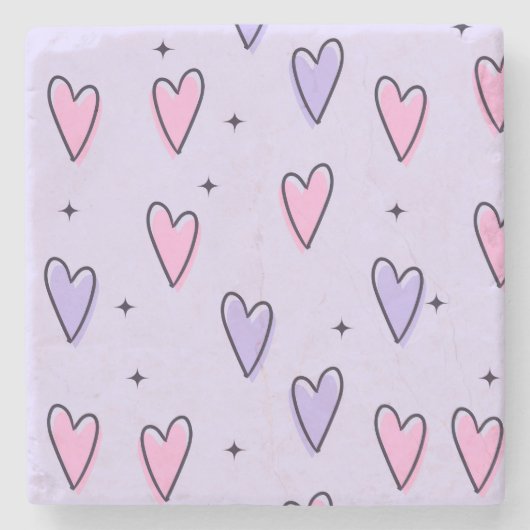 Marble Stone Coaster Valentine's Day Pink Purple  ストーンコースター (正面)