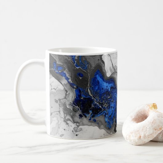 Marble Stone, Electric Blue, Black, Grey printed コーヒーマグカップ (ドーナツ)