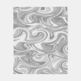 Marble Swirl Texture - Silver Tones フリースブランケット
