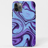 Marble Swirls Purple Black with Blue Faux Glitter Case-Mate iPhoneケース (裏面)