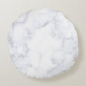 Marble texture white pattern ラウンドクッション (裏面)