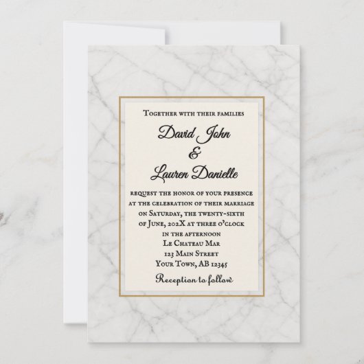 Marble Whisper Photo Wedding Invitation 招待状 (正面)