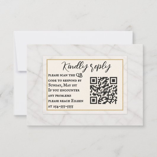 Marble Whisper QR Code Wedding RSVP Card (正面)