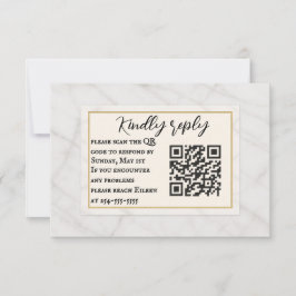 Marble Whisper QR Code Wedding RSVP Card