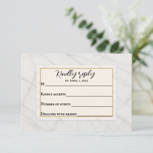 Marble Whisper Wedding RSVP Card (スタンド正面)