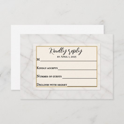 Marble Whisper Wedding RSVP Card (正面/裏面)