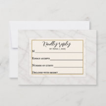 Marble Whisper Wedding RSVP Card