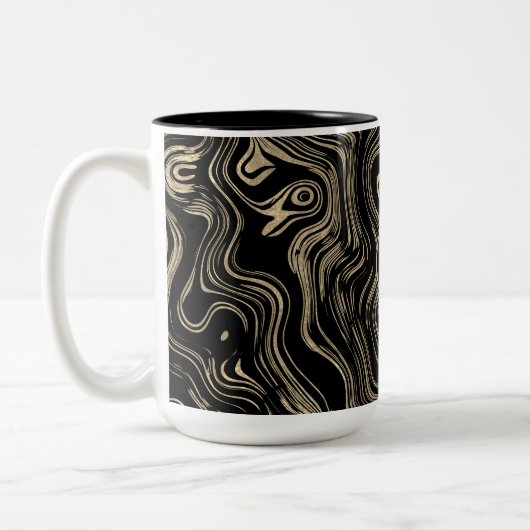 Marbled金ゴールドパーソナライズされたマグカップ ツートーンマグカップ (左)
