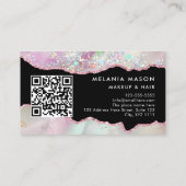 Marbled Agate Holographic Glitter QR Code Beauty 名刺 (裏面)