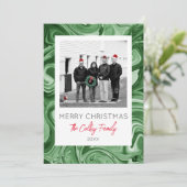 Marbled Art Christmas PHOTO CARD NAMEフェスティバル年 招待状 (スタンド正面)