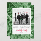 Marbled Art Christmas PHOTO CARD NAMEフェスティバル年 招待状 (正面/裏面)