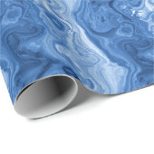 Marbled Azure Cobalt Blue White Agateアートパターン ラッピングペーパー (ロールコーナー)