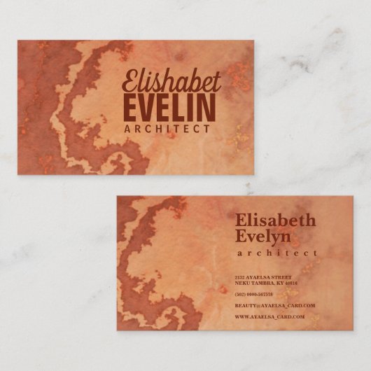 Marbled background texture red orange h767 名刺 (正面/裏面)