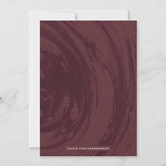 Marbled Band 2-Photo Save the Date Card - Red 招待状 (裏面)