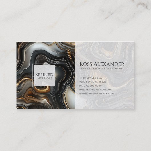 Marbled Black Agate Business Card 名刺 (裏面)