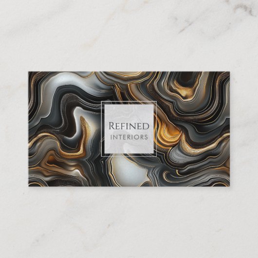 Marbled Black Agate Business Card 名刺 (正面)