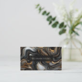 Marbled Black Agate Business Card 名刺 (スタンド正面)