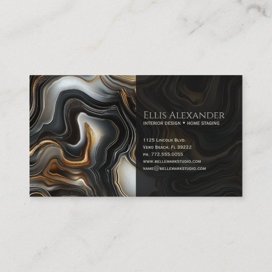 Marbled Black Agate Business Card 名刺 (裏面)