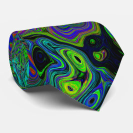 Marbled Blue and Aquamarine Abstract Retro Swirl ネクタイ