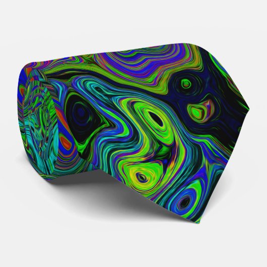 Marbled Blue and Aquamarine Abstract Retro Swirl ネクタイ (ロール)