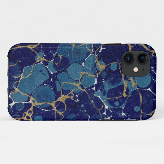 Marbled Blue Apple iPhone 11 Case-Mate iPhoneケース (裏面(横))