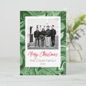 Marbled Christmas Photo Cardファミリー名フェスティバル 招待状 (スタンド正面)