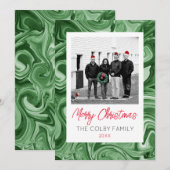 Marbled Christmas Photo Cardファミリー名フェスティバル 招待状 (正面/裏面)