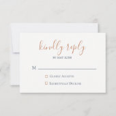 Marbled Copper Navy Blue Wedding RSVPカード (正面)