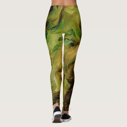 Marbled Effect in Green and Gold レギンス (裏面)
