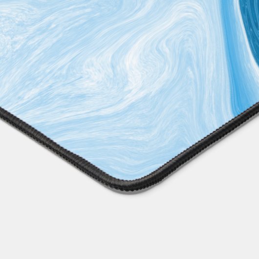 Marbled Fluid Art BlueとWhite デスクマット (コーナー)