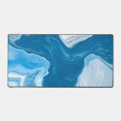 Marbled Fluid Art BlueとWhite デスクマット (正面)