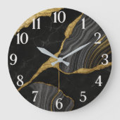 Marbled glass luxury elegant contemporary sleek ラージ壁時計 (正面)