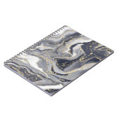 Marbled Gray、White、および金ゴールドスパイラル写真 ノートブック (左側)