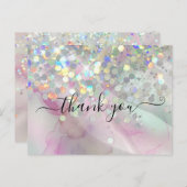Marbled Holographicグリッターアルコールインクありがとう ポストカード (正面/裏面)