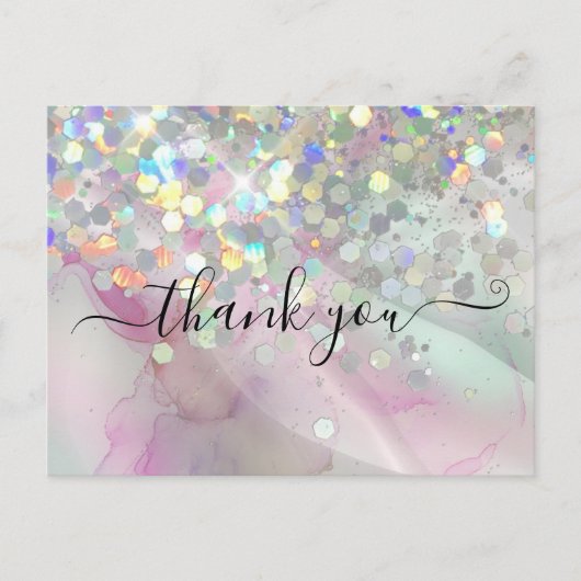 Marbled Holographicグリッターアルコールインクありがとう ポストカード (正面)
