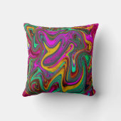 Marbled Hot Pink and Sea Foam Green Abstract Art クッション (裏面)