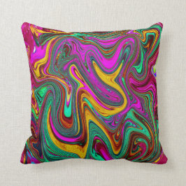 Marbled Hot Pink and Sea Foam Green Abstract Art クッション