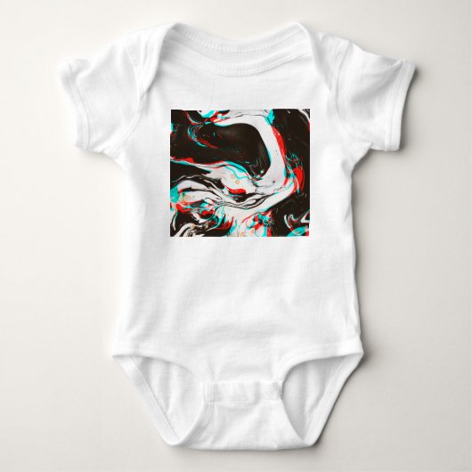 Marbled Ink:グリッチテクスチャの歪み。 ベビーボディスーツ (正面)