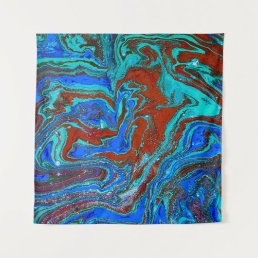 Marbled liquid unique patternabstract,acrylic,art, タペストリー (正面(横))