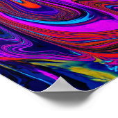 Marbled Magenta, Blue and Red Abstract Art ポスター (角)