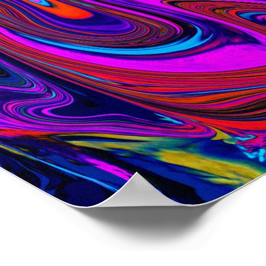 Marbled Magenta, Blue and Red Abstract Art ポスター (角)